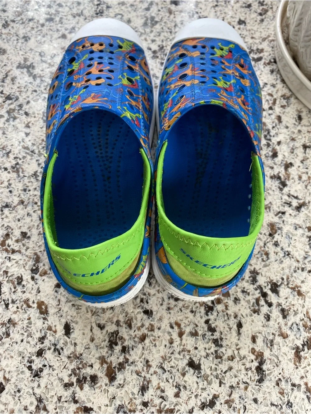 SKECHERS Foamies Guzman Steps Slip On Sneakers Blue Dino Print 3